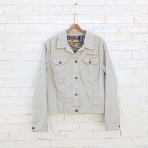 Harley Davidson Studded Jacket Tan Embroidered
